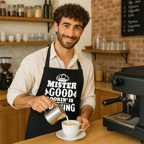 Funny Black Grill Apron with Pockets for Man,Dad,Husband,Father in Law,Chef Daddy Grilling Apron BBQ Cooking Gifts - Image 5