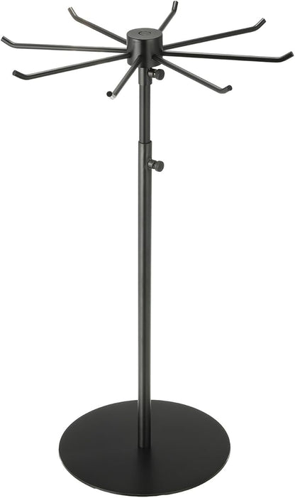 uxcell Keychain Display Stand, 1Pcs - Metal 1-layer Rotating Jewelry Display Stand with 8 Hook, Adjustable Display Rack for Necklace Craft Shows (Black)