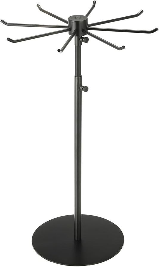 uxcell Keychain Display Stand, 1Pcs - Metal 1-layer Rotating Jewelry Display Stand with 8 Hook, Adjustable Display Rack for Necklace Craft Shows (Black)