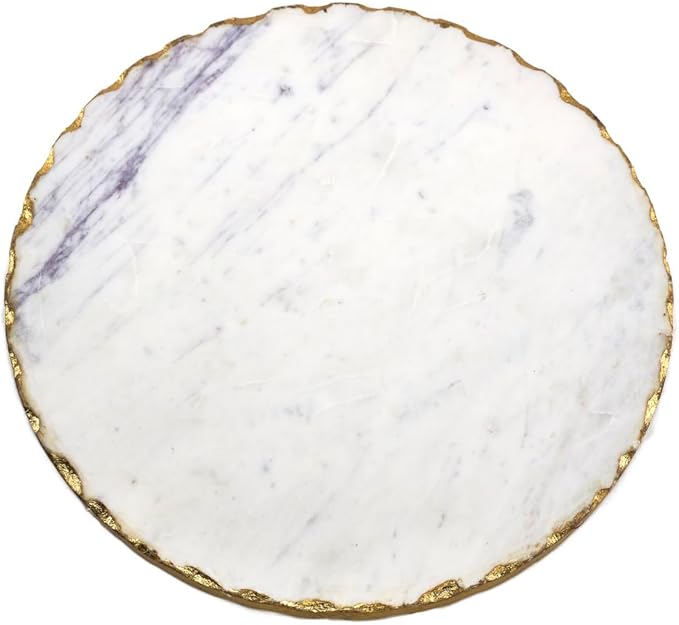 Godinger White Marble Lazy Susan with Gold Rim, Centerpiece16x16 Dimensions