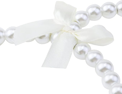 5-3/4 Inch Faux Peal Beads Scarf Organizer Ring Holder, Plastic Artificial Pearl Tie Hanger for Neckties, Shawls Scarves, Veils