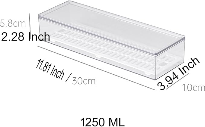 Transparent Flatware Tray Kitchen Drawer Organizer With Lid - Plastic Kitchen Cutlery Tray and Utensil Silverware Storage Container with Cover - Dinnerware Holder for Spoons Forks Knives