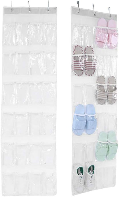 Wisecoco 24-Pockets Over The Door Shoes Organizer, Space Saving Hanging Storage Bags Closet Storage Rack Hangs on Closets for Shoes, Sneakers