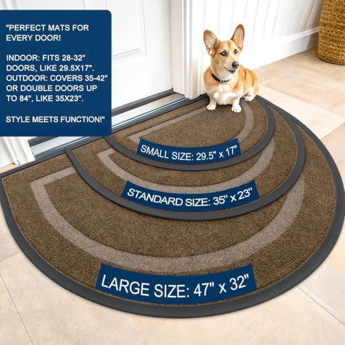OLANLY Half Circle Front Door Mat Outside 35x23 All-Season Rubber Doormat - Image 2