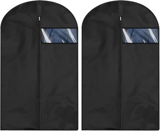 2 Pcs Long Garment Bags Hanging Dress Storage Bags Suit Protector Covers Plastic Dress Covers Clothes Protecting Bags with Zipper Clear Pocket