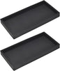 DNC 2PC 7.9" Small Bathroom Vanity Tray for Counter, Silicone Kitchen Sink Soap Tray for Countertop Dish Holder Dispenser Toilet Tank Desk Organizer Black