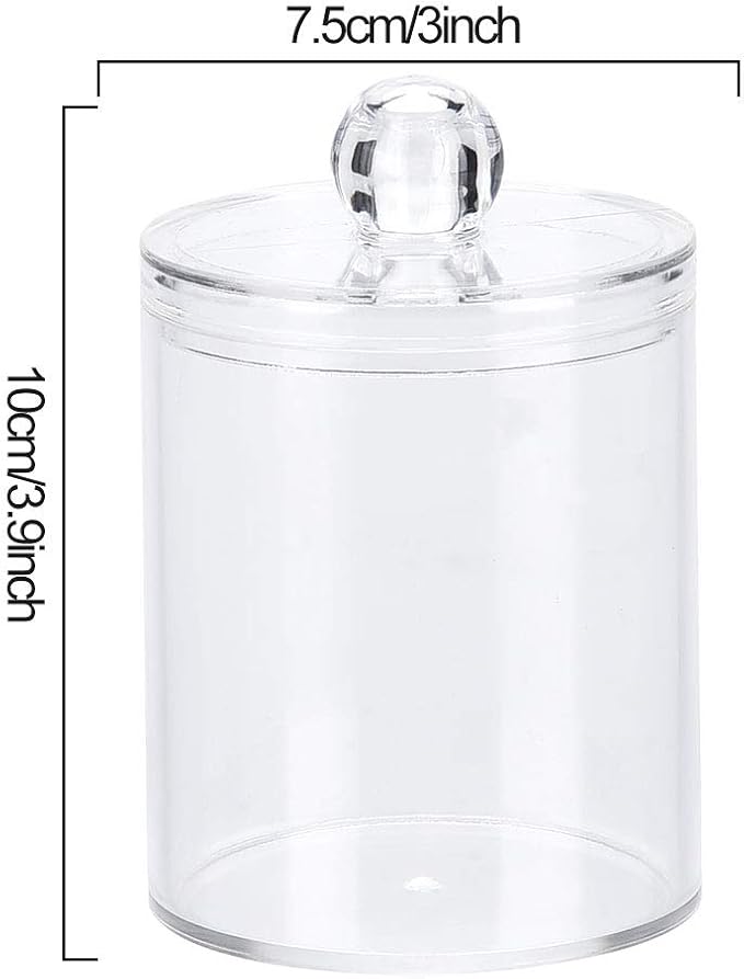 Cotton Swab Container, Acrylic Cotton Ball Holder with Lid, Cotton Swab Dispenser Cotton Rounds Holder Round Cotton Bud Case Acrylic Cotton Swab Holder for Organizing Cotton Swab