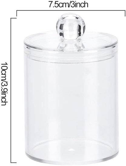 Cotton Swab Container, Acrylic Cotton Ball Holder with Lid, Cotton Swab Dispenser Cotton Rounds Holder Round Cotton Bud Case Acrylic Cotton Swab Holder for Organizing Cotton Swab
