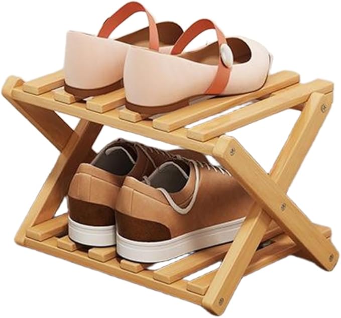 YYW Bamboo Shoe Rack for Entryway, Free Standing Shoe Racks Shelf Closet, Widen Foldable Vertical Shoe Storage Organizer for Living Room