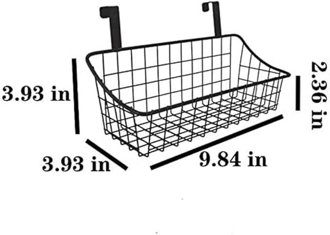 Basket with Hook Grid Storage Basket, Hang It Behind a Door or on a Railing, Over The Cabinet Door, White