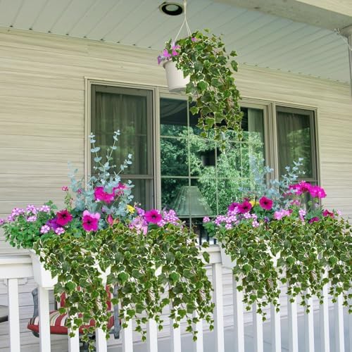 Hollyone 2pcs Artificial Hanging Plants 24" Fake Ivy Vine Faux Ivy Leaves Hanging Plant Greenery for Wall House Room Patio Indoor Outdoor Home Shelf Office Wedding Decor, UV Resistant - Image 4