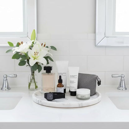 Marmor Marble Perfume Tray Bathroom Tray for Decorative,Candles,Jewelry Stone Vanity Tray,Kitchen Counter Decor and Home Decorative Tray(Calacatta Marble White) Jewelry Tray Unique Festival Gifts