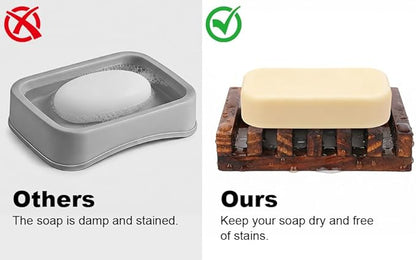 30Pack Wooden Soap Dish for Shower Bulk Soap Holder Savers Wood Draining Tray Case for Bathroom Kitchen Travel Sponge Shampoo Sink,Hand Craft