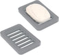 Topsky 2Pcs Soap Dish Holder, Non-Slip Bathroom Accessories Silicone Soap Case Saver, Sink Deck Bathtub Shower Dish Soap Drainer, Silicone Holder for Soap, Sponges, Scrubber (Grey-2pcs)