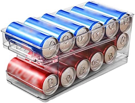 Wheels Can Holder - Car Scroll Can Holder Fridge Organiser System | Double Layer Fridge Cans Organiser | Can Dispenser for Drinks Beer Bubble Soda Storage Space 10 Cans