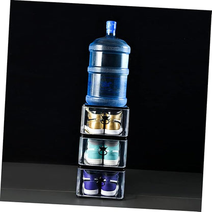 Outanaya 5pcs Shoe Storage Bin Foldable Plastic Shoe Boxes Breathable Loop for Easy Access