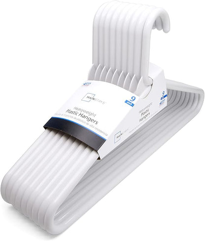 Strong Extra Heavy Adult Plastic Tube Hangers - White - 9 Ct