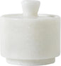 Natural Marble Salt Cellar with Lid, Stone Salt Bowl,Spice jar,Handcrafted Seasoning Storage Box for Kitchen Counte (White)