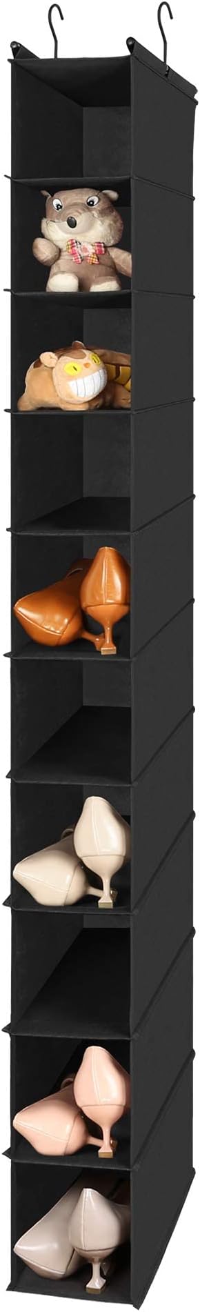 MAX Houser 10-Shelf Hanging Shoe Shelf Organizer, Hanging Shoe Storage for Closet (Black)