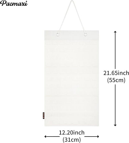 PACMAXI Hanging Brooch Pin Organizer, Display Pins Storage Case, Brooch Collection Storage Holder, Holds Up to 96 Pins.(Not Include Any Accessories) (S-96 Slots, Ivory White, Small)