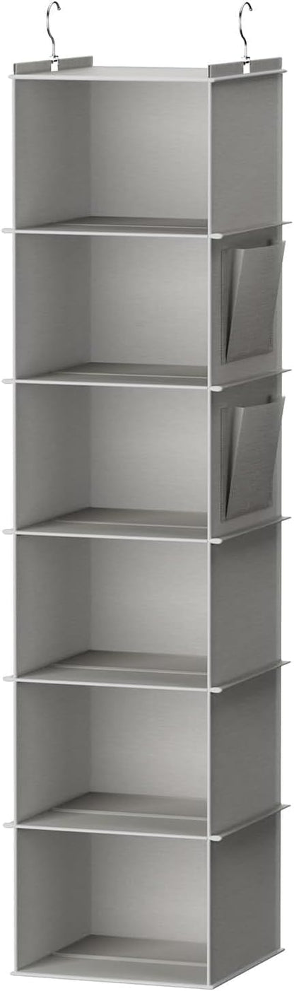 ANIS·KEAAR Large Hanging Closet Organizer and Storage,Collapsible 6-Shelf Washable Closet Hanging Storage Shelves for Bedroom,Bathroom (Grey)