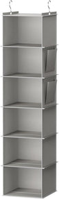 ANIS·KEAAR Large Hanging Closet Organizer and Storage,Collapsible 6-Shelf Washable Closet Hanging Storage Shelves for Bedroom,Bathroom (Grey)