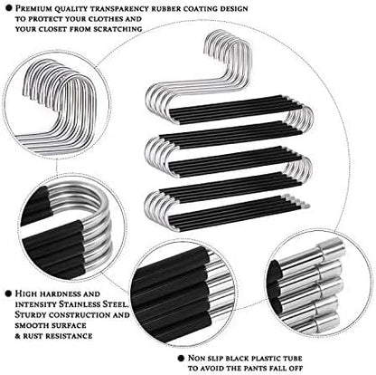 5 Packs Pants Hangers S-Shaped S-Type Space Saving Pants Non-Slip Hangers Trouser Hangers Stainless Steel Multi Layer Multifunctional Pant Hanger Closet Storage for Jeans Shirts for Scarfs Ties