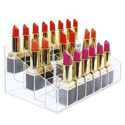 Benbilry Acrylic Lipstick Organizer, 40 Slot Display Rack - 8 x 5 Arrangement, Holds Lipstick, Brushes, Bottles & More