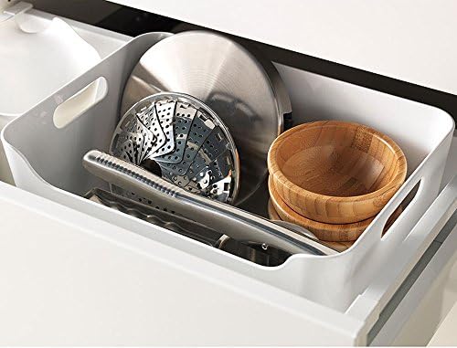 Pantry Organization And Storage Baskets, Open Storage Box Under Sink Organizers,Kitchen Cabinet and Pantry Storage Organizer Bin - two cut-out handles that make 9.4 x 6.7 x 4.3 Inches (White) - Image 4