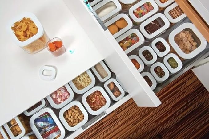 Mepal Modula Small Transparent Food Storage Container 6oz/175ml | Perfect for Dry Goods | Dishwasher Safe | White Framed Lid | BPA Free | Made in Holland