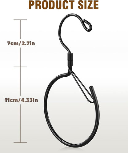 Supforce 4 Pack Belt Hanger, 360° Swivel Belt Hanger for Closet, Belt Organizer for Closet, Holds Ties, Scarves, Bags, Hat & Accessories, Black