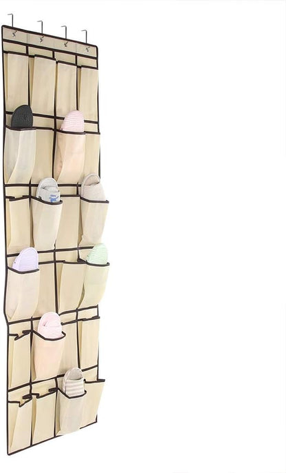 24 Pockets Hanging Shoe Organizer, Over The Door Shoe Organizer Hanging Shoes Storage Bag Door Shoe Rack Organizer for Men Women
