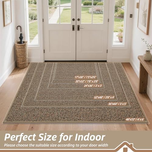 BEQHAUSE Dirt Trapper Door Mat 20" x 32", Non-Slip Washable Doormats, Beige - Image 2