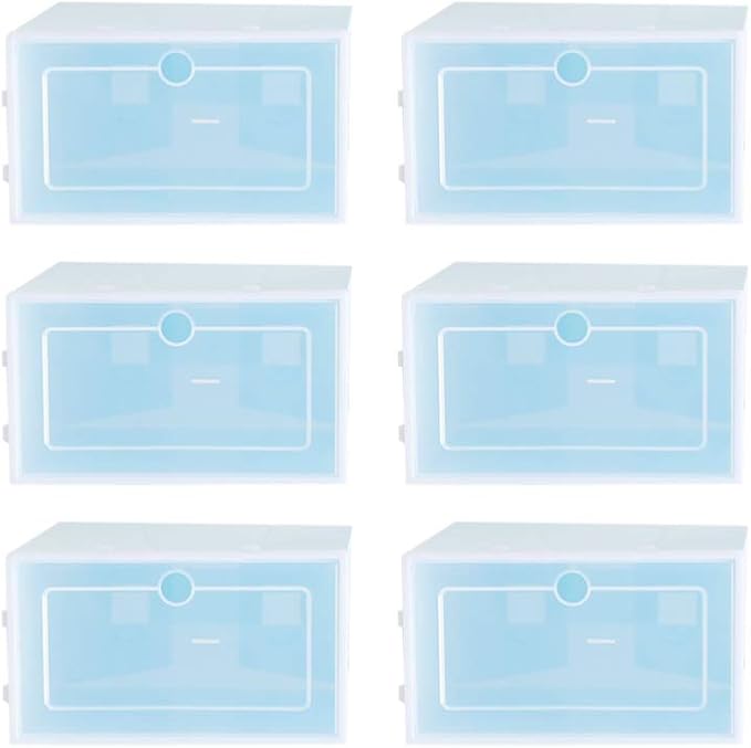 Cabilock 6pcs Transparent Stackable Thicken Plastic Storage Containers for Organizing Shoes Closet and Entryway Use