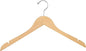 Econoco Flat Wooden Hangers with Chrome Hook, Deluxe Durable Natural Finish Blouse and Dress Hangers, No Bar, Pack of 100