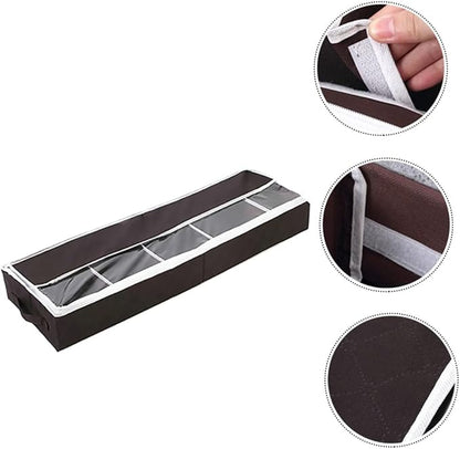 Healifty Portable Foldable Non Woven Shoes Storage Box with Visible Window Lightweight Shoe Organizer for Home Small Space Saving and Large Capacity