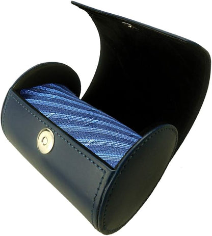WAJJ Men's Necktie Travel Case, Tie Anti-Wrinkle Organizer Box - Formal Cylinder Shape (Blue)