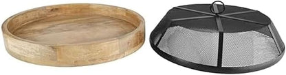 Gourmet Basics by Mikasa Mango Wood Lazy Susan with Iron Mesh Food Dome Cover, 14.5 Inch