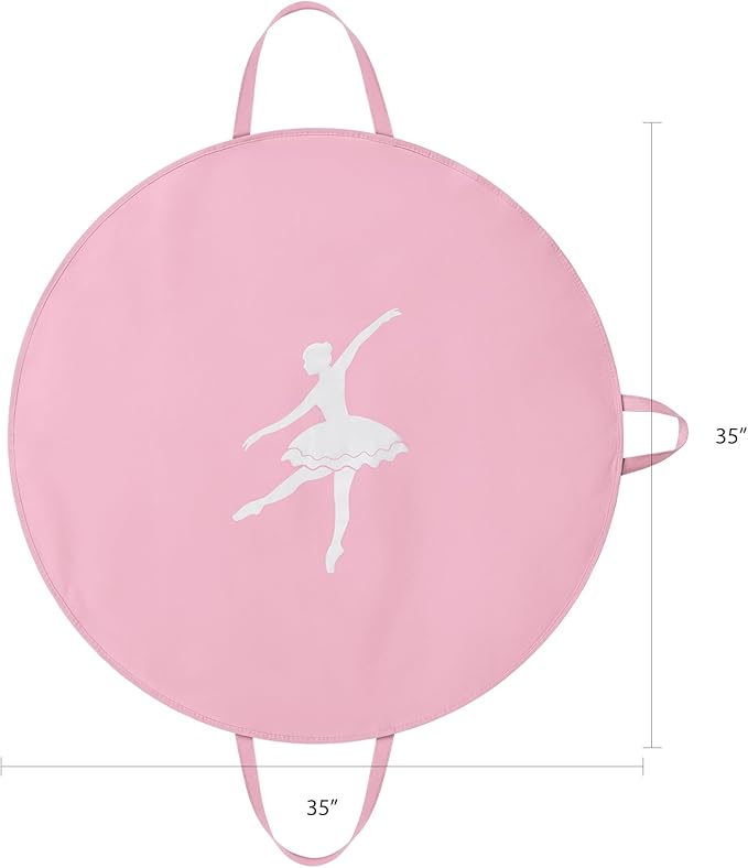 KEEGH Girls Tutu Garment Bag 35 Inch Ballet Tutu Bag, Foldable Dance Costume Garment Bag for Hanging Clothes, Pancake Dance Bag for Dancers with Handle Strap for Travel or Storage, Pink