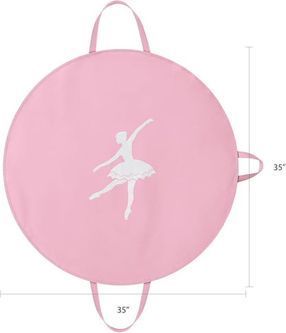 KEEGH Girls Tutu Garment Bag 35 Inch Ballet Tutu Bag, Foldable Dance Costume Garment Bag for Hanging Clothes, Pancake Dance Bag for Dancers with Handle Strap for Travel or Storage, Pink
