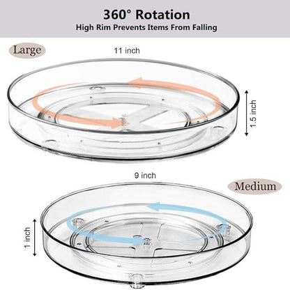 Amolliar Lazy Susan Turntable Organizer, 9"+11" 4 Pack, Rotating Tray for Kitchen, Fridge, Pantry Organizer Storage, Cabinet, Closet, Bathroom Vanity Makeup, Condiment Spice Rack, Under Sink Organizer