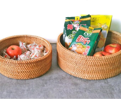 Rattan Basket With Lid, Lidded Wicker Storage Basket for Organizing, Woven Box, Rattan Storage Bin for Shlef or Table, Natural