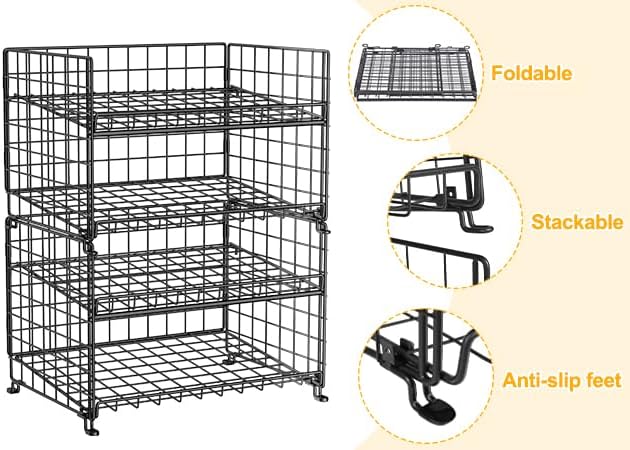 2-Pack Stackable Rack Organizer, Storage for Kitchen Pantry Cabinet, Holders for Food, Multifunctional Dispenser for Snacks Soda