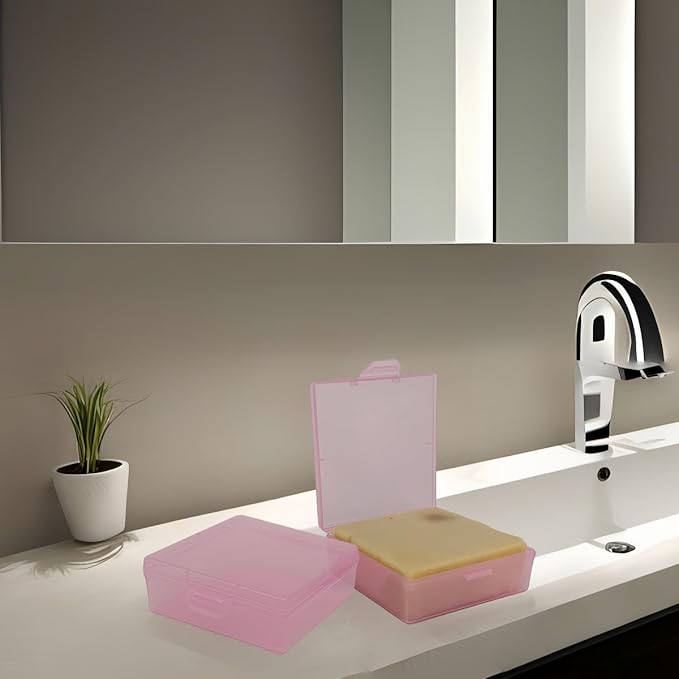 Bathroom Soap Dishes for Dr. Squatch Soap, Square Travel Soap Container with Lid, Portable Bar Soap Holder for Shower Soap Dish Box for Traveling Camping Outdoor Elimeta (2pack Pink)