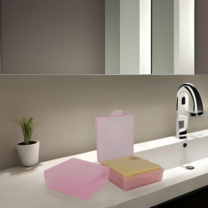 Bathroom Soap Dishes for Dr. Squatch Soap, Square Travel Soap Container with Lid, Portable Bar Soap Holder for Shower Soap Dish Box for Traveling Camping Outdoor Elimeta (2pack Pink)