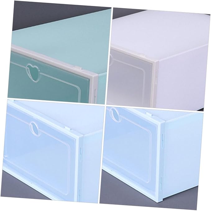 Levemolo Thickened Plastic Shoe Storage Box Set of 4 Large Clamshell Dustproof Drawer-Type Organizer for Closet Bed Shoe Boxes