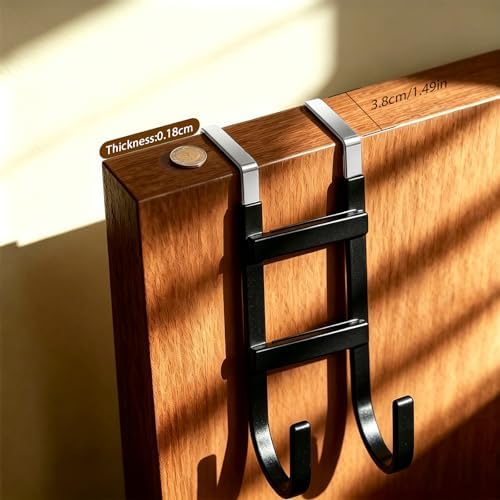 Over the Door Hooks, 2-Pack Scratch-Resistant Over the Door Hanger with Rubber for Hanging Towels, bags, Coats and Keys, Suitable for Most interior doors such as in bathroom, bedroom, and kitchen - Image 3