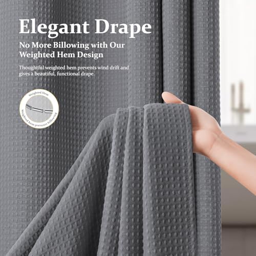 Dynamene Stall Waffle Shower Curtain 256 GSM Heavy Fabric 54x72 Grey/Gray - Image 4