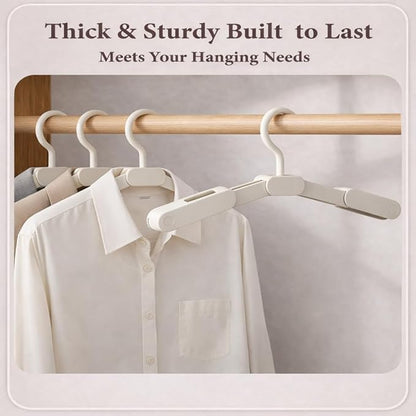 6 Pack Foldable Travel Hangers with 12 Clips, Portable Collapsible Clothes Hanger for Travel, Cruise, Hotel, Camping, Dorm, Space Saving Laundry Solution for Small Spaces (White)