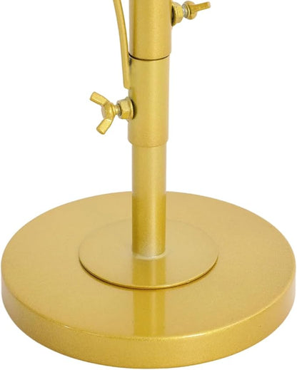 DYRABREST 5 Round Hooks Hat Stand, 28" H Metal Hats and Wigs Display Rack with Adjustable Hooks, Baseball Cap Organizer Headwear Rack for Home Closet Retail Store (Gold, 5 Hooks)